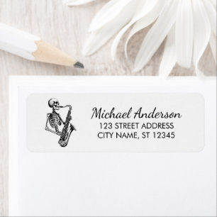 Skeleton Saxophone Music Lover Return Address      Label