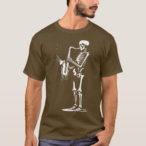 skeleton saxophone player T_Shirt