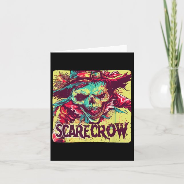 Skeleton Scarecrow Costume For Farmer And Hallowee Card (Front)