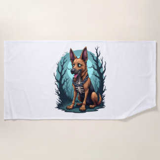 Skeleton Shepherd Dog Beach Towel