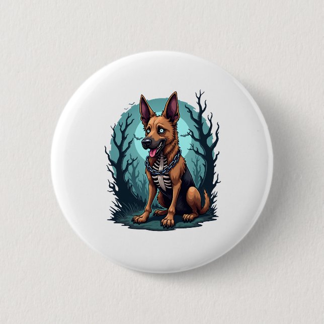 Skeleton Shepherd Dog Button (Front)