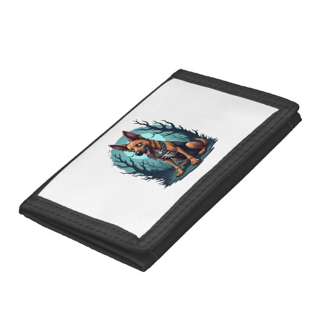Skeleton Shepherd Dog Trifold Wallet (Bottom)