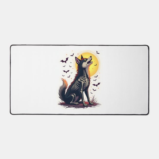 Skeleton Shiba Scream Desk Mat (Front)