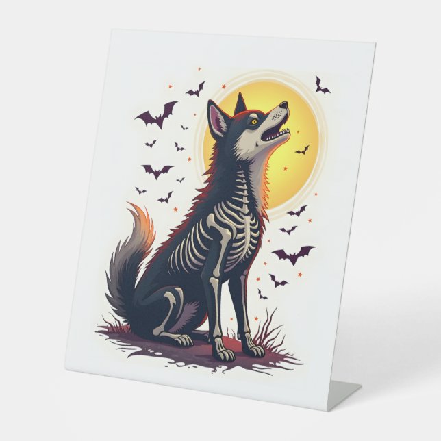 Skeleton Shiba Scream Pedestal Sign (Front)