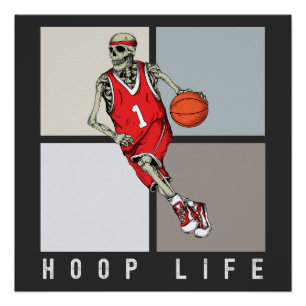 Skeleton Shirt Halloween Basketball Design Poster