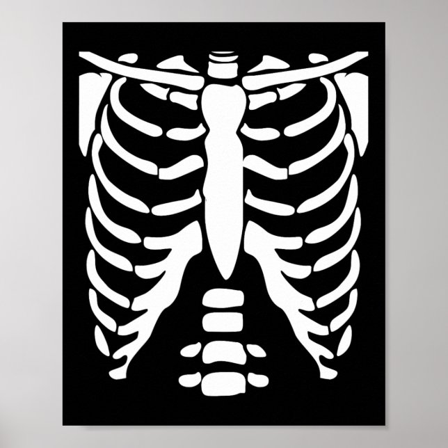 Skeleton Shirt Halloween Costume Rib Cage Anatomy  Poster (Front)