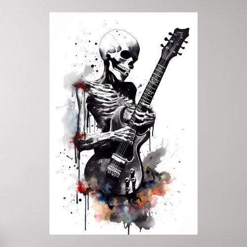 Skeleton Shredding On The Guitar Poster