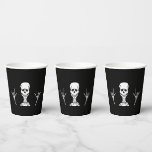 Skeleton signs ILY ("I love you") in ASL. Paper Cups