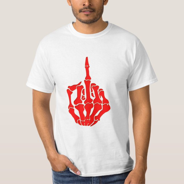 skeleton Silhouette Middle finger insult T-Shirt (Front)