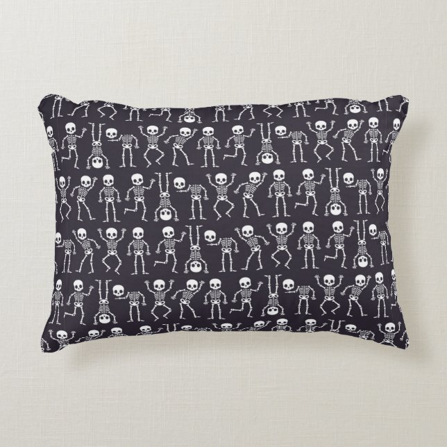 Skeleton silhouettes seamless pattern for hallowee accent pillow (Front)