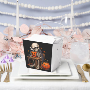 Skeleton Sipping Pumpkin Mug Halloween Favor Boxes