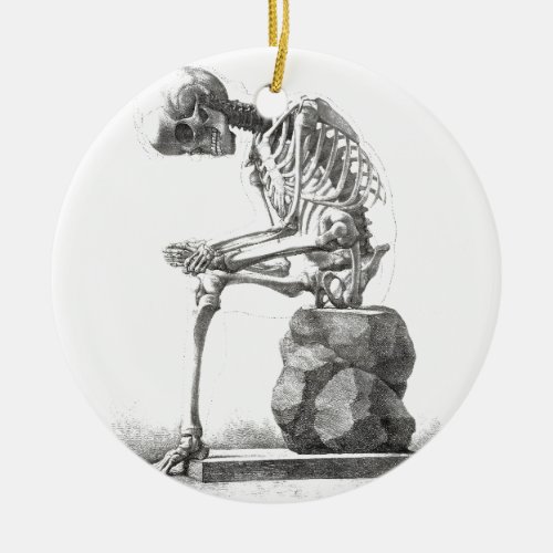 Skeleton Sitting Anatomy Illustraiton Ceramic Ornament