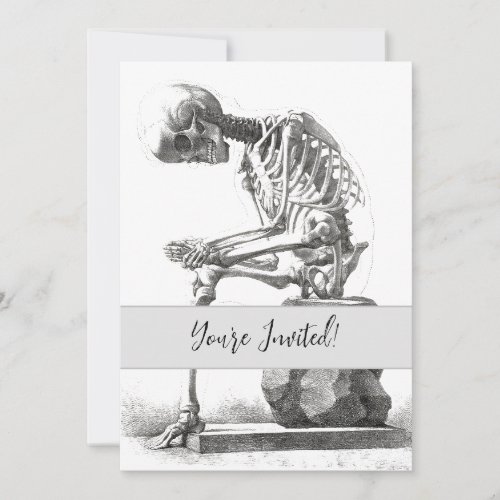 Skeleton Sitting Anatomy Illustraiton Invitation