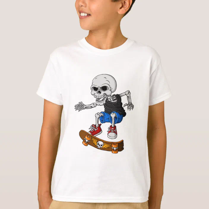 Boys T-shirt Skull Skateboarding Gift Tops&Shirt 