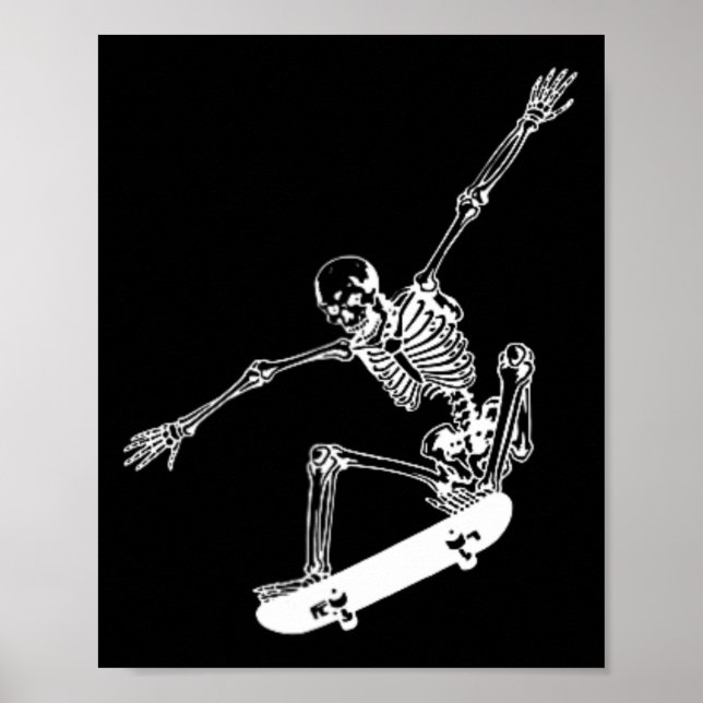 Skeleton Skateboard Skull Halloween Skateboarding  Poster (Front)