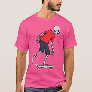 Skeleton Skater Skate Boarding Funny Skateboarder  T-Shirt