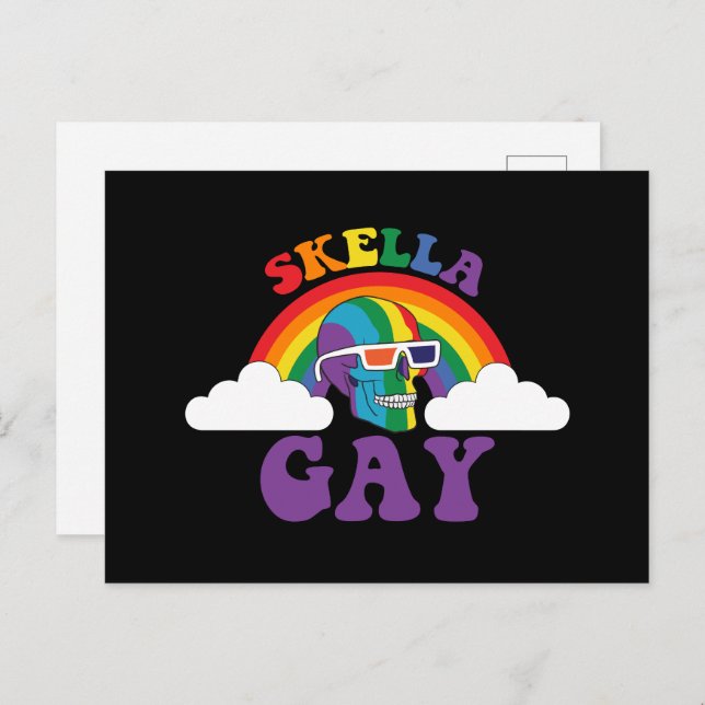 Skeleton Skella Gay Rainbow Pride Month Postcard (Front/Back)