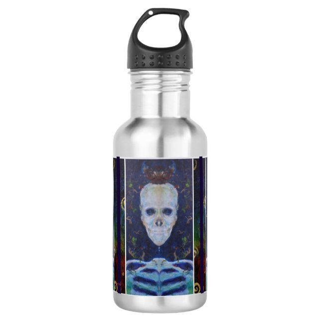 Skeleton skull bones Maureen Girard Halloween Stainless Steel Water Bottle (Front)