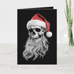 Skeleton Skull Christmas Scary Santa Beard Xmas Holiday Card
