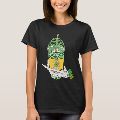 Skeleton Skull Drinking Coffee St Patricks Day C T_Shirt