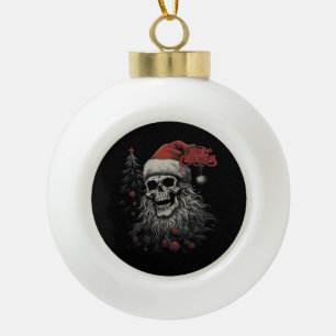 Skeleton Skull Funny Merry Christmas Santa Matchin Ceramic Ball Christmas Ornament