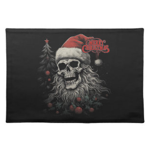 Skeleton Skull Funny Merry Christmas Santa Matchin Cloth Placemat
