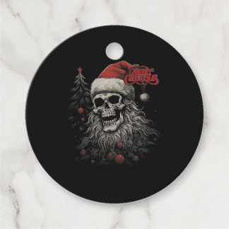 Skeleton Skull Funny Merry Christmas Santa Matchin Favor Tags