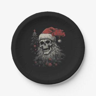 Skeleton Skull Funny Merry Christmas Santa Matchin Paper Plates
