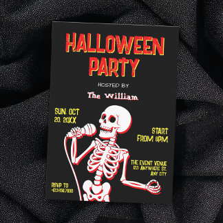 Skeleton skull halloween party  invitation