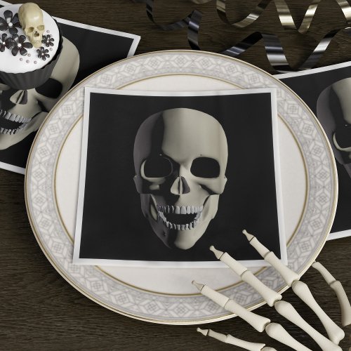 Skeleton Skull Halloween Party Scary Black Paper Napkins