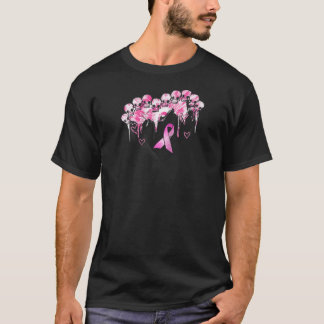 Skeleton Skull Heart Pink Ribbon Breast Cancer Hal T-Shirt