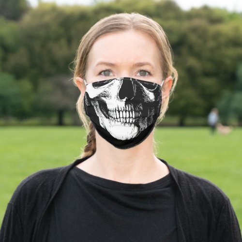 Skeleton Skull Mouth Gothic Black and White Adult Cloth Face Mask