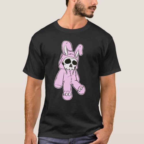 Skeleton Skull Pink Dead Hare Costume Rabbit Bunny T_Shirt