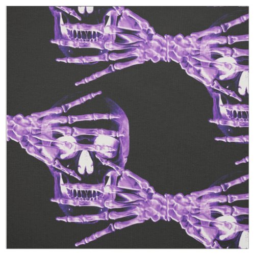 Skeleton skull purple with hands over eyes fabric