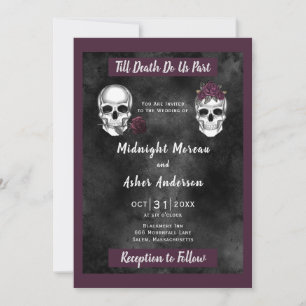 Skeleton Skull Rose Till Death Do Us Part Invitation