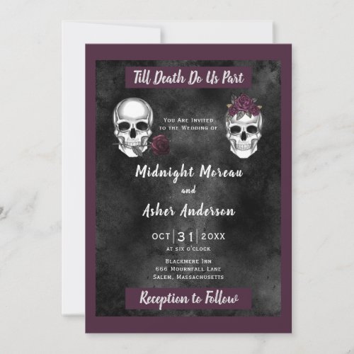 Skeleton Skull Rose Till Death Do Us Part  Invitation