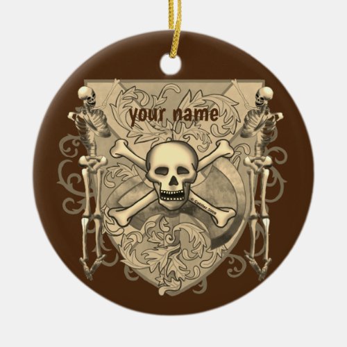 Skeleton Skull Shield custom name ornament