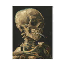 Skeleton Skull with Burning cigarette by Van Gogh Canvas Print
