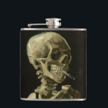 Skeleton Skull with Burning Cigarette by Van Gogh Flask<br><div class="desc">Pour your favorite libation into this extremely cool flask!</div>