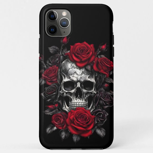 Skeleton Skulls and Roses iPhone / iPad case (Back)