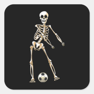 Skeleton Soccer Halloween Flossing Dance Cosplay Square Sticker
