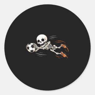 Skeleton soccer halloween goalkeeper boys kids  classic round sticker