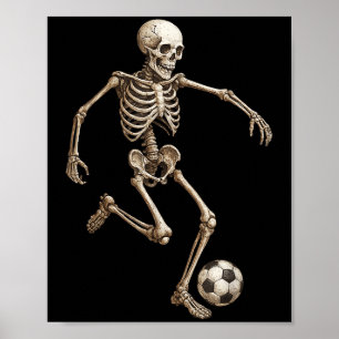 Skeleton Soccer Retro Halloween Costume Funny Men Poster