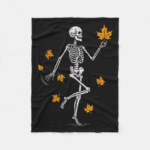 Skeleton Soky Dancing Fall Halloween Thanksgiving Fleece Blanket