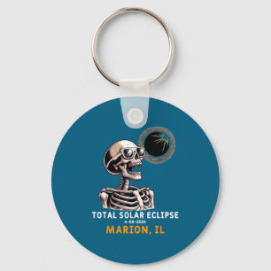 Skeleton Solar Eclipse Marion Illinois Keychain