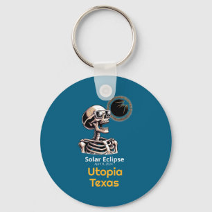 Skeleton Solar Eclipse Utopia Texas Keychain