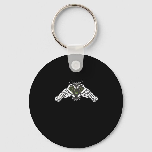 Skeleton Spider Heart Retro Classic Style Keychain (Front)