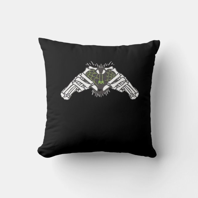 Skeleton Spider Heart Retro Classic Style Throw Pillow (Front)