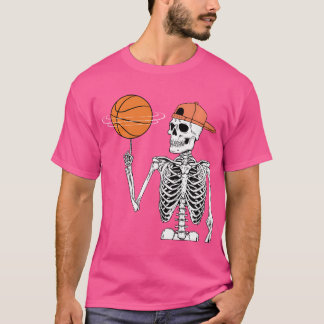 Skeleton Spinning Basketball Halloween Costume Men T-Shirt