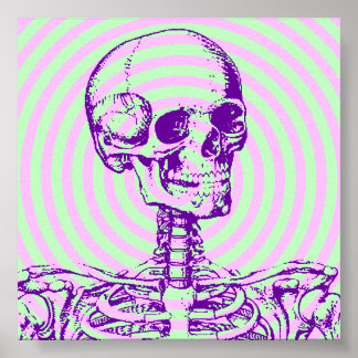 Skeleton Spiral (Purple Pink Green) Poster
